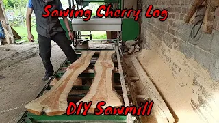 Transforming a Cherry Log into Stunning Lumber with Our DIY Band Saw Mill