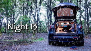 CAR CAMPING in RAIN with Tesla Model Y [ Relaxing sound , ASMR ]