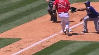 TEX@LAA: Safe call overturned in the 4th inning