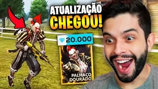 TESTEI A ATUALIZAÇÃO E GANHEI O NOVO PALHAÇO DOURADO NO FREE FIRE!!