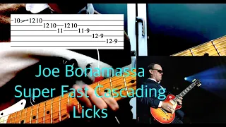 Joe Bonamassa Style Super Fast Cascading Pentatonic Licks(With Tab)