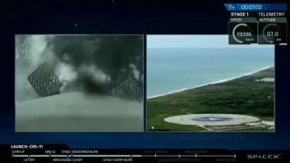 Landing of Falcon 9 First Stage from Dragon CRS 11 Mission