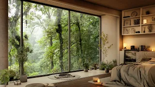 🌤️ Morning in Tropical Forest Bedroom with Slow Piano Jazz Music ☕ - Relaxing Jazz for Work , Study