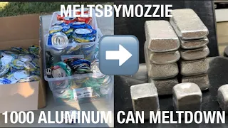 1000 ALUMINUM CAN MELTDOWN SPEEDRUN | #MELTSBYMOZZIE #SATISFYING #FORGING #MELTS