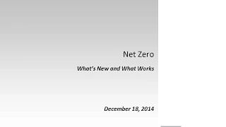 Webinar: NetZero What Is New and What Works