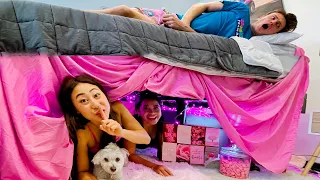 We Built a SECRET Girls Lounge under his BED!!