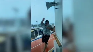 Passengers filmed panicking as freak storm hits cruise ship