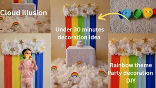 Easy and cheap rainbow theme birthday party decoration idea | Attractive birthday DIY