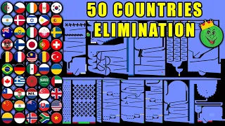 50 Countries Elimination Marble Race in Algodoo #40  Marble Race King