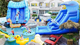 We BUILT A GIANT WATERPARK In Our BACKYARD **Crazy Fun**