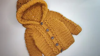 Crochet #54 How to crochet a "Braided" baby hoodie / Part 1