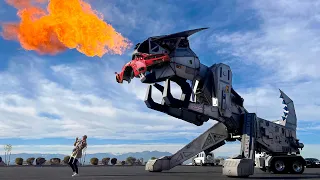 $2 Million Fire Breathing Robot Eats Cars!