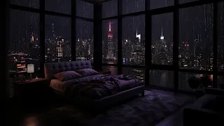 A Rainy Night In London | In The Spacious Dark Bedroom🎧The Sound of Rain for Sleep & Meditation