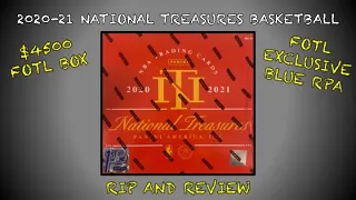 $4500 FOTL BOX 🔥🔥 2020-21 National Treasures Basketball FOTL Hobby Box - RIP and Review