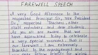 Farewell Speech | Speech for college/school | English