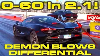 0-60 MPH in 2.1 Seconds in McLaren 720S vs Demon that Blows Differential