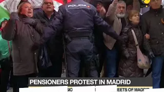 Pensioners protest on streets of Madrid after government announced 0.25 per cent hike in pension