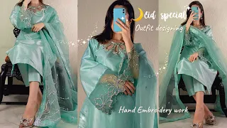 Most trending Hand embroidery work neck and sleeve designing/ 🌙Eid special dress designing