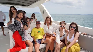 Tom Heffner and his girls on a Motoryacht Tour Over Seas Ko Kai Island