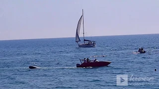 🌴ЛАЗАРЕВСКОЕ СОЧИ.Пляж "Гренада" и репортаж  из моря).Жара, а я такой в белой панаме))))