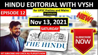 BEST Hindu Editorial in English | Hindu EDITORIAL in English | 13th November 2021 | By Vysh | HINDU