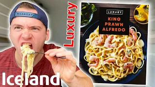 First Time Eating Iceland's Luxury Range | KING PRAWN ALFREDO + BEEF IN BLACKBEAN!! 🦐 (no beef)