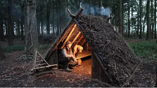 Building a Bushcraft Viking House in the Woods | Fire | Wilderness Cooking | Survival Project | Ep.3