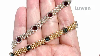 Easy【DIY】How to make simple & gorgeous beaded bracelet * Tutorial簡単ビーズステッチDIYブレスレットの作り方串珠*制作简约华丽串珠腕饰