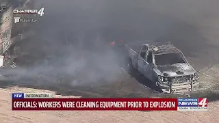 Workers clearing equipment prior to explosion in Okarche