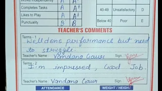 Report cards  remark for students(Teachers comments)positive comments/how to make annual report card