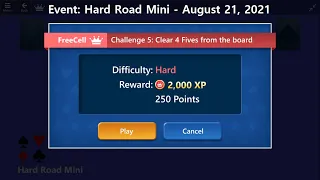 Hard Road Mini Game #5 | August 21, 2021 Event | FreeCell