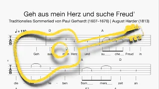 Gitarre: Geh aus mein Herz und suche Freud (Tabulatur, Melodie, Akkorde, Text)