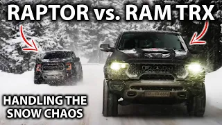 JURASSIC PARK: Ford Raptor vs Dodge Ram TRX snow chaos VLOG - Can they handle SNOW - OG Schaefchen