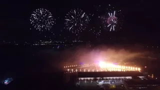 Фестиваль круг света на гребном канале. Аэросъёмка lightfest Moscow