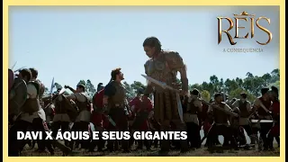 Davi e soldados lutam contra homens de Áquis e seus gigantes | NOVELA REIS