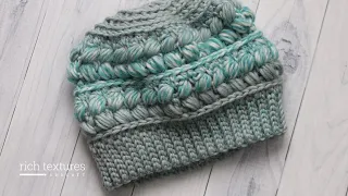 Braided Puff Stitch Beanie Crochet Pattern