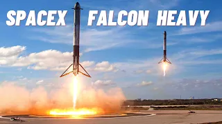 Запуск Falcon Heavy от SpaceX. Посадка ступеней. Русские титры