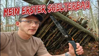 Mein erster  Bushcraft Shelter aus natürlichen Materialen im Wald