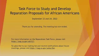 September 24, 2022 Reparations Task Force Meeting