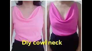 diy cowl neck top, sewing pattern making silk top, design halter top/DIY EASY COWL NECK TOP in satin