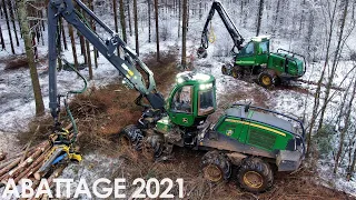 💥🌲La GUERRE contre le SCOLYTE : ABATTAGE 2021| DOUBLE Abatteuses JOHN DEERE ! 🌎⚠