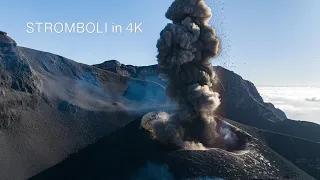 STROMBOLI 4K Footage with many ERUPTIONS & SOUND - Feb. 2024