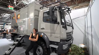 Unter 7,5t.! Leben im XXL Luxus Wohnmobil: Krug Mercedes Atego 4x4 2022. Designküche und Möbel.