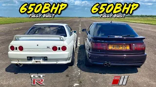 LEGENDARY RIVALS.. 650HP AUDI S2 vs 650HP NISSAN SKYLINE GTR