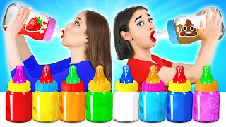 BOTTLE CANDY JELLY Challenge! | Mukbang with Colored Bottles! Girls Battle by Multi Do