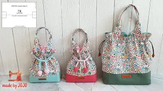 DIY  Cute Drawstring Bags for Girls and Moms | Free Pattern | 조리개 가방 만들기, 에코백 | made by JOJO