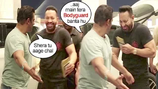 Salman Khan Makes FUN Of His Bodyguard Shera Publicly At Mumbai Airport