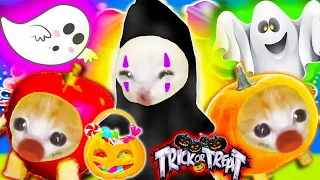 BANANA CAT TRICK OR TREAT | HAPPY CAT HALLOWEEN AMBIENCE | Happy Cat Funny Cartoon 54