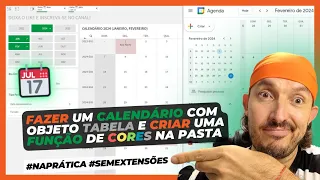 📆 Fazer um CALENDÁRIO com objeto TABELA e criar uma FUNÇÃO de CORES na pasta