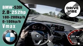 [4k] BMW 530i (G30) (2020) 252hp - POV - 0-100 / 100-200 kph Autobahn - Vmax - TopSpeed